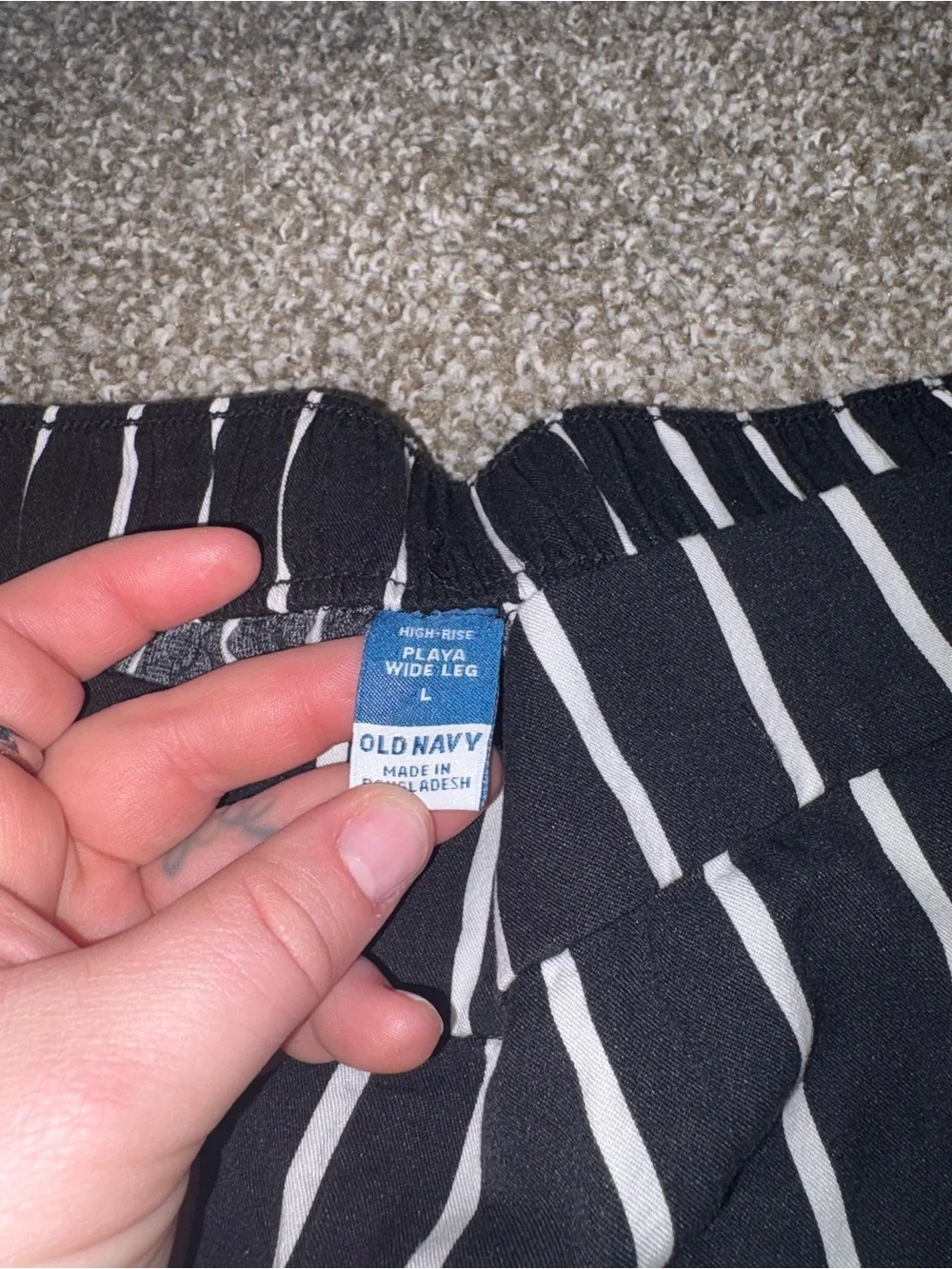 Old Navy Black and White Wide-Leg Pants